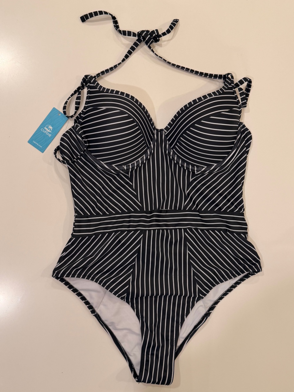 Cupshe Black and White Striped One-Piece Swimsuit